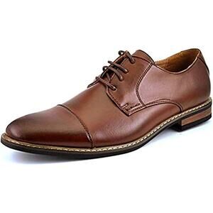 Bruno Marc Mens 13W Wide Brown Faux Leather Lace Up Classic Oxford Wingtip Shoes